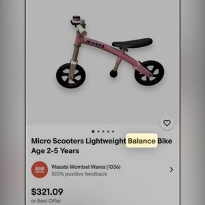Balance Micro Scooters Lightweight Balance Bike
Age 2-5 Years